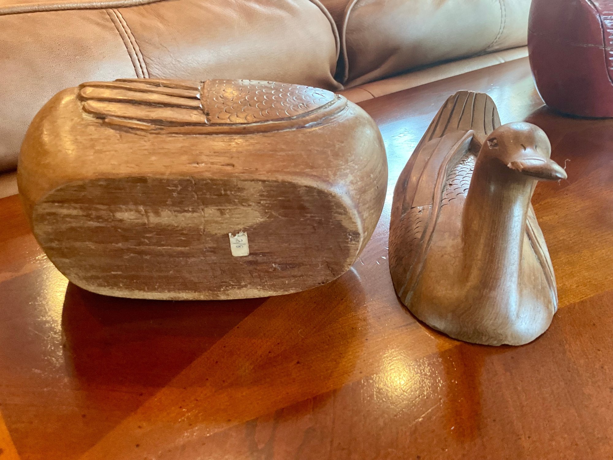 Pair Of Vintage Hand-Carved Wooden Duck Decoy Treen Trinket Boxes ...