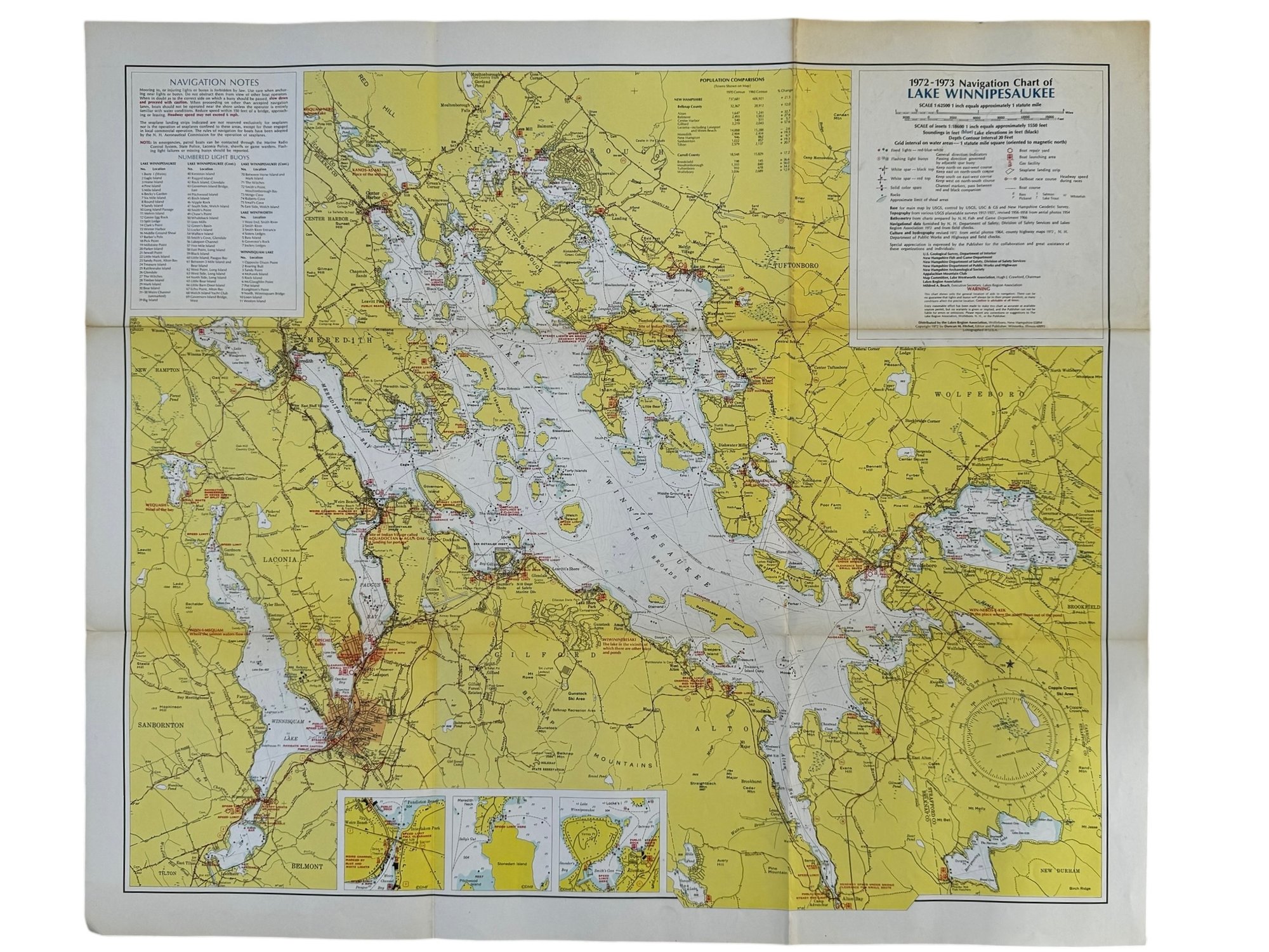 1972 1973 Navigation Chart Of Lake Winnipesaukee 40811724