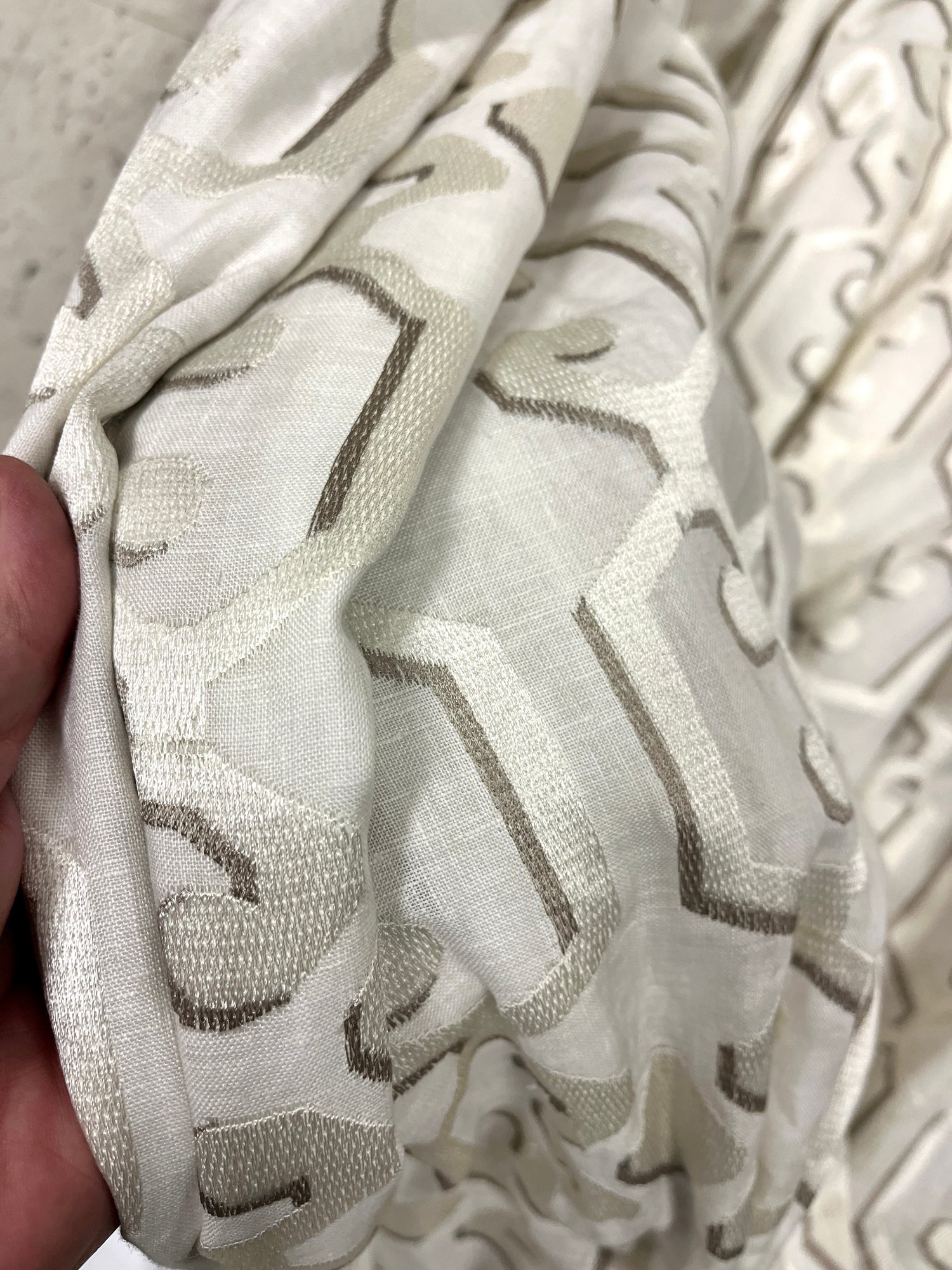 Three Pairs Of Custom Linen And Embroidery Draperies - With Elaborate ...