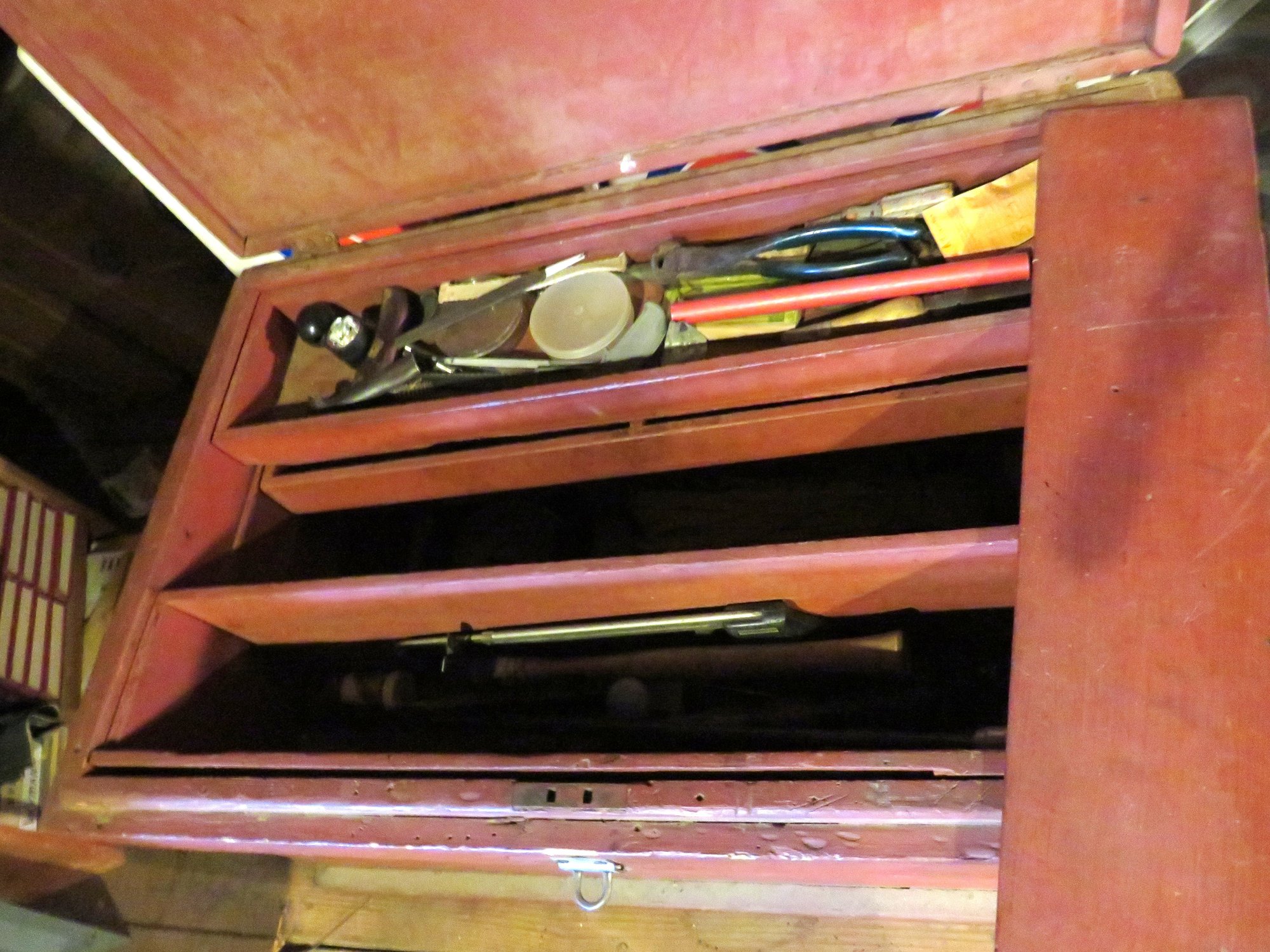 Antique Red Painted Carpenter's Tool Chest Filled With Tools #2302880 ...