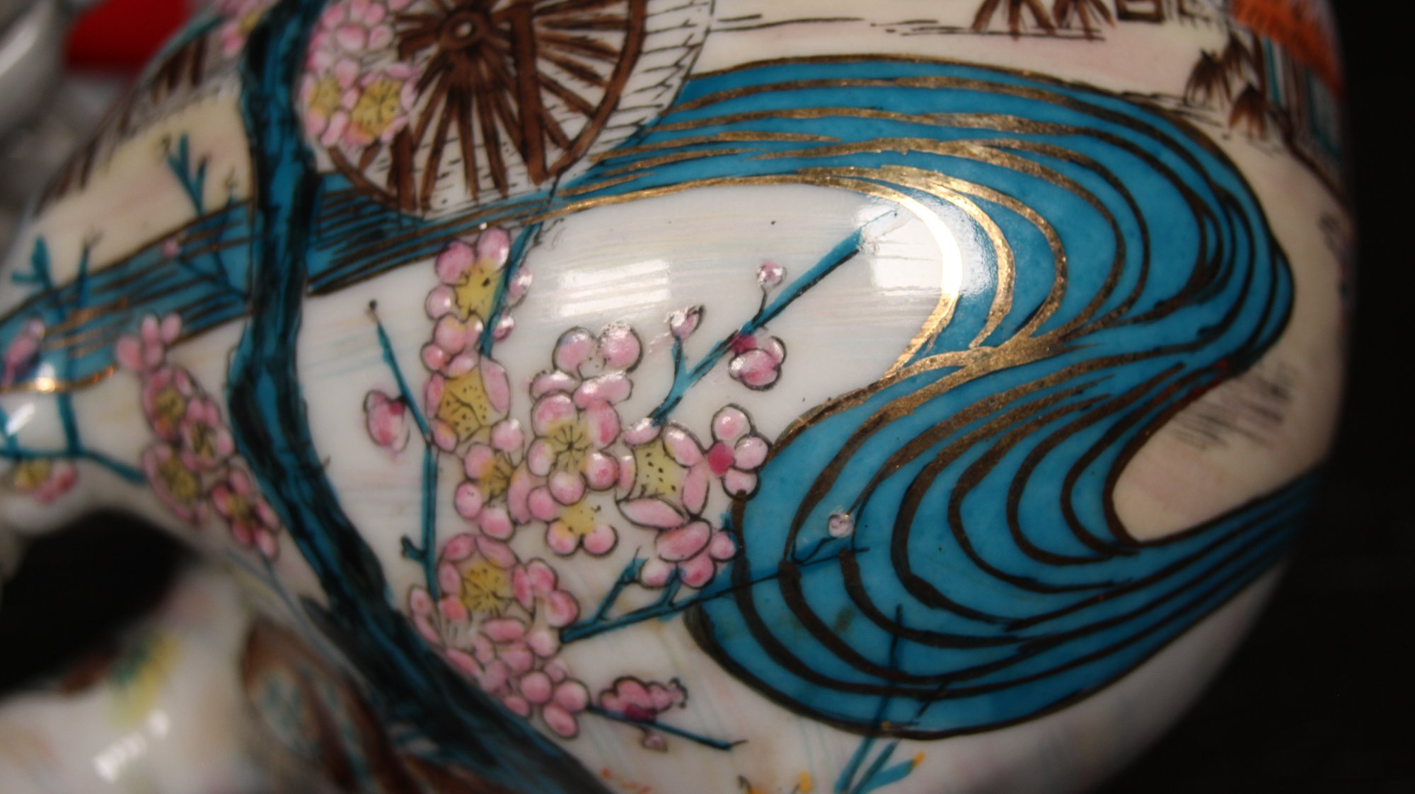 LUCKY SLEEPING CHINESE PORCELAIN HAND PAINTED PIG #1685669