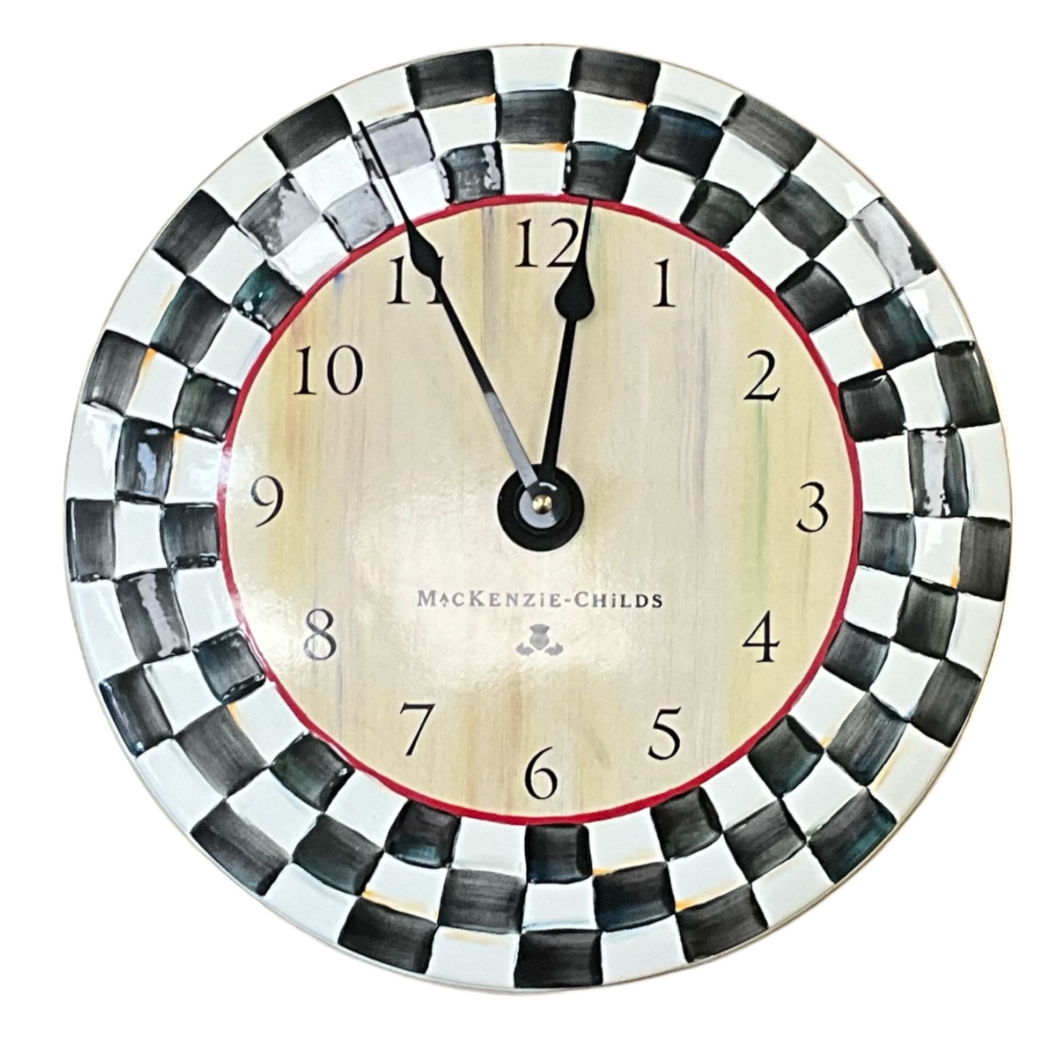 MacKenzie-Childs Courtly Check Round Enamel Wall Clock #2006839 ...