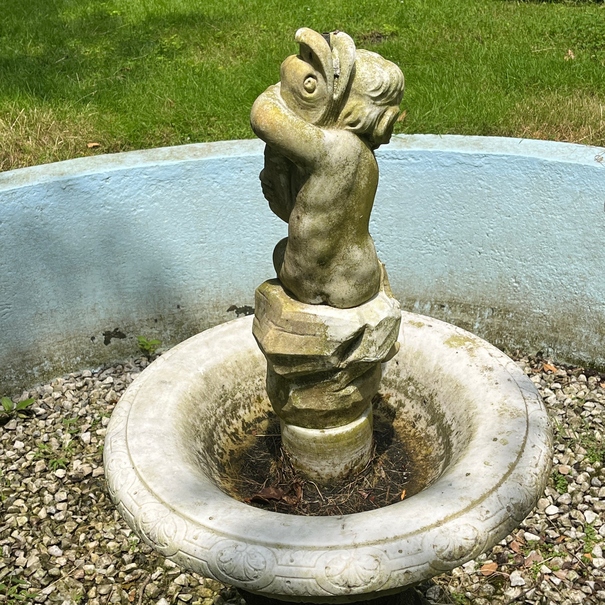 A Classical Marble Fountain - Water Sprite Or Putto Holding Dolphin - C.  1920s #40790580 | Auctionninja.com