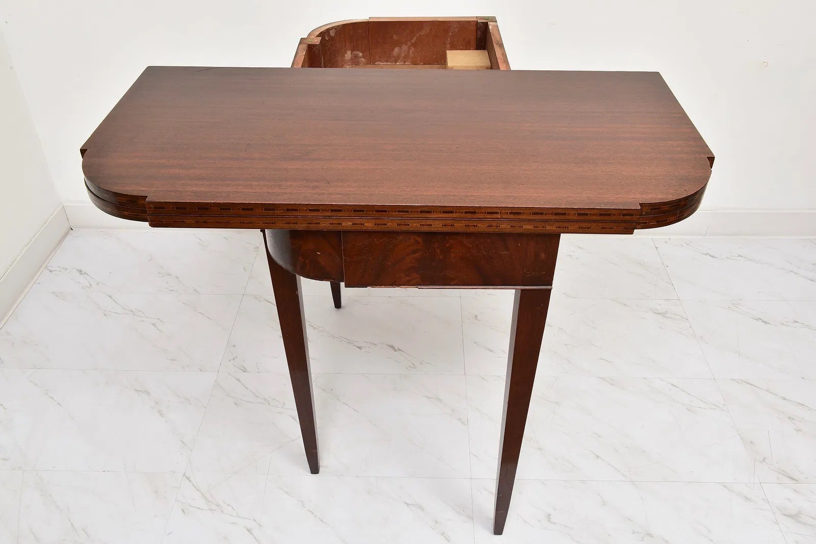 Server Table Federal Federal/Hepplewhite Style Inlaid Mahogany Card Table #40787586 ...
