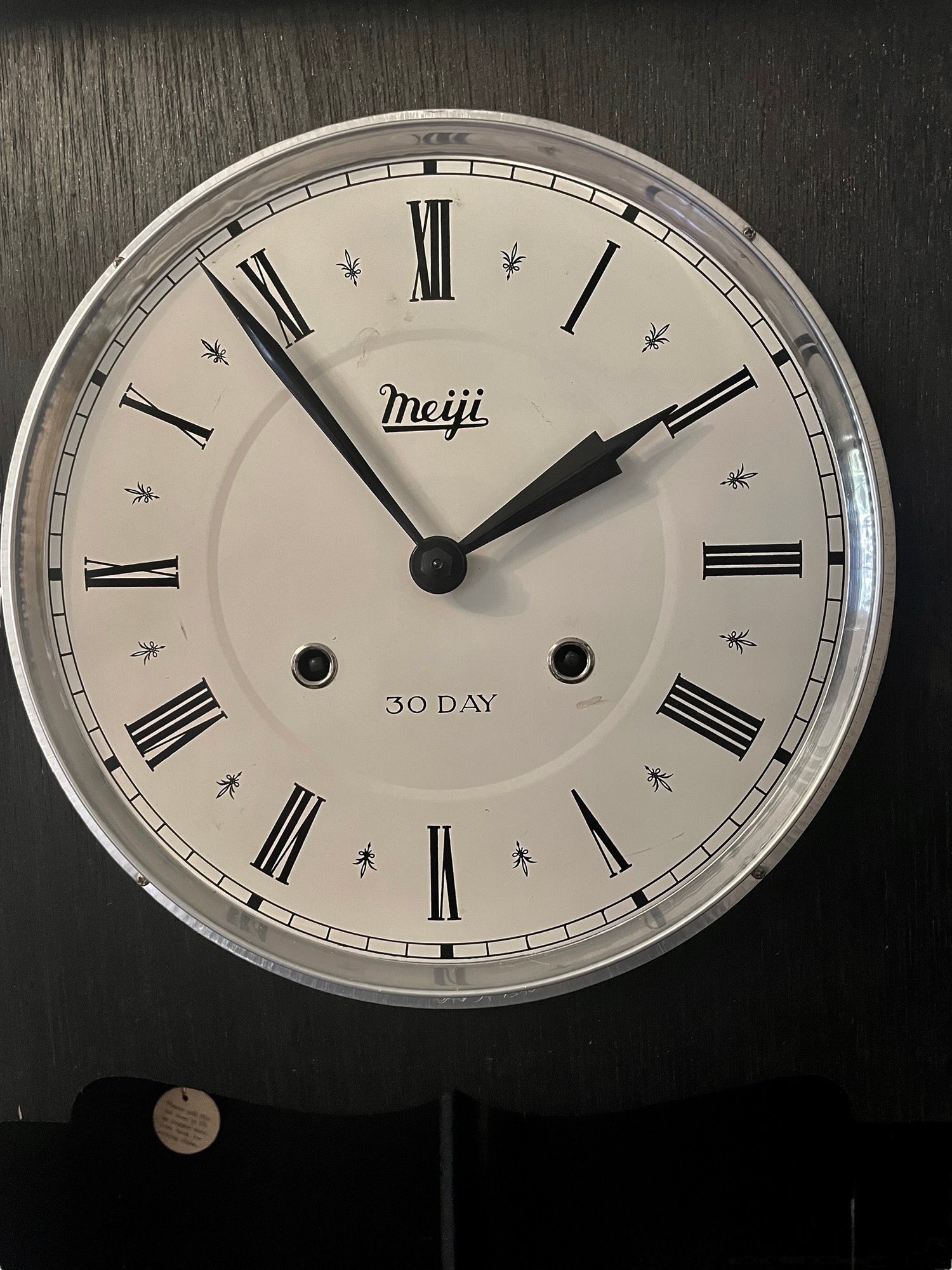 Vintage Meiji 30 Day Wall Clock With Lacquered Ebony Finish