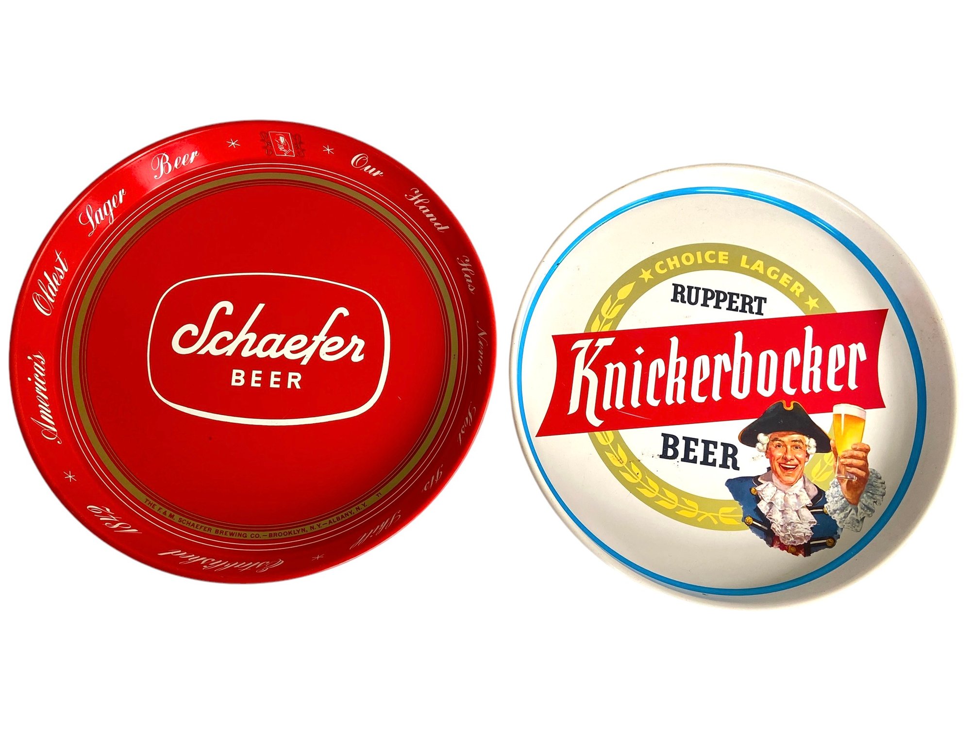 Four Vintage Beer Advertising Trays Rheingold, Knickerbocker
