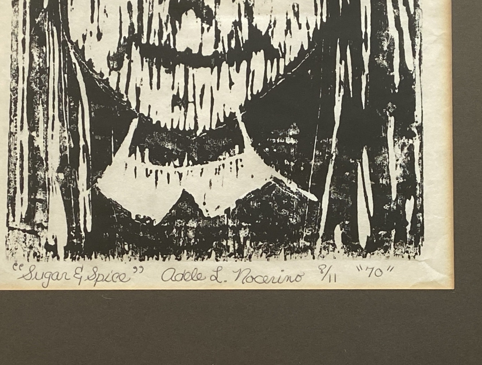 Pair Of Mid Century Wood Block Prints "Sugar & Spice", Signed