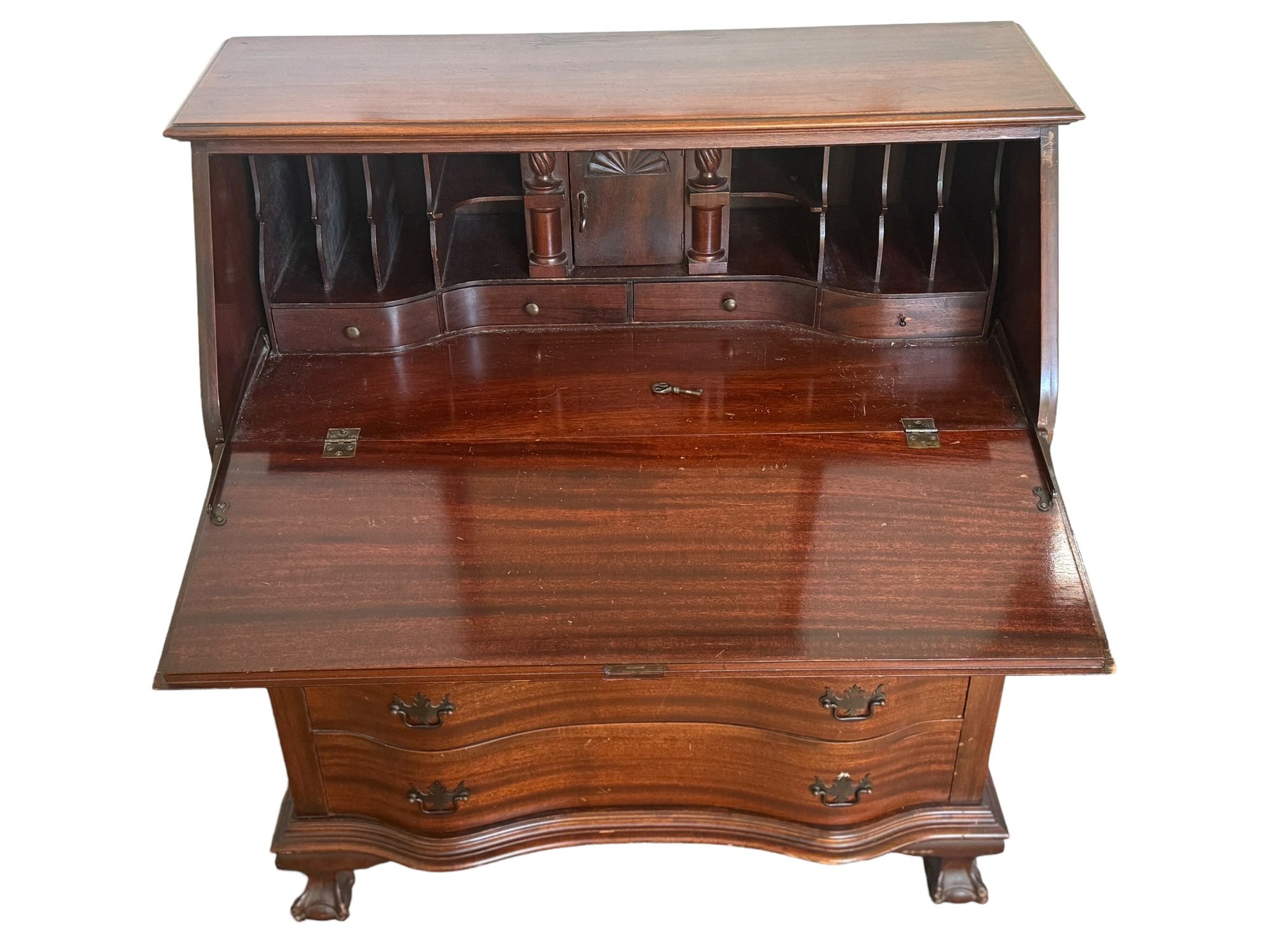 Antique Mahogany Slant Top Desk With Claw Feet 1880976