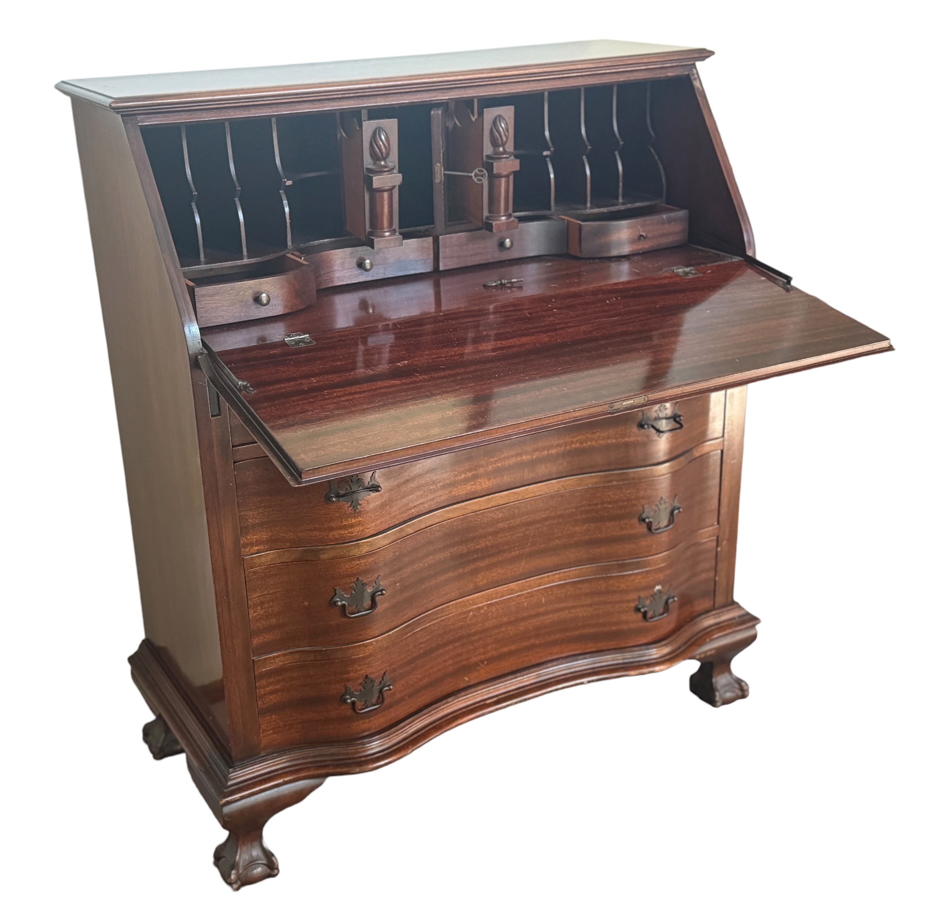 Antique Mahogany Slant Top Desk With Claw Feet 1880976