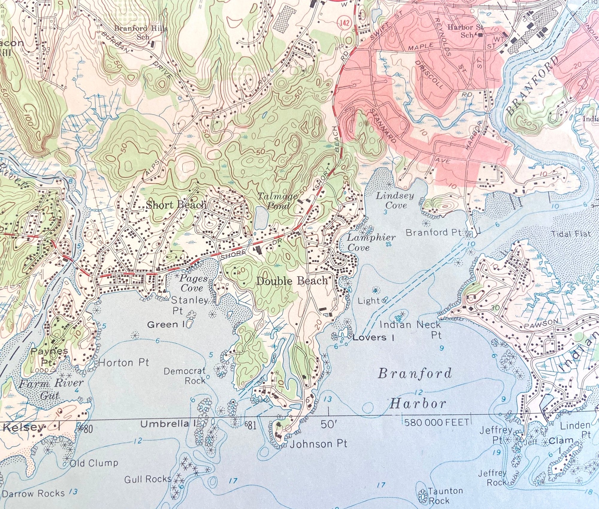 1967 Topographic Map Of Branford CT 1980403