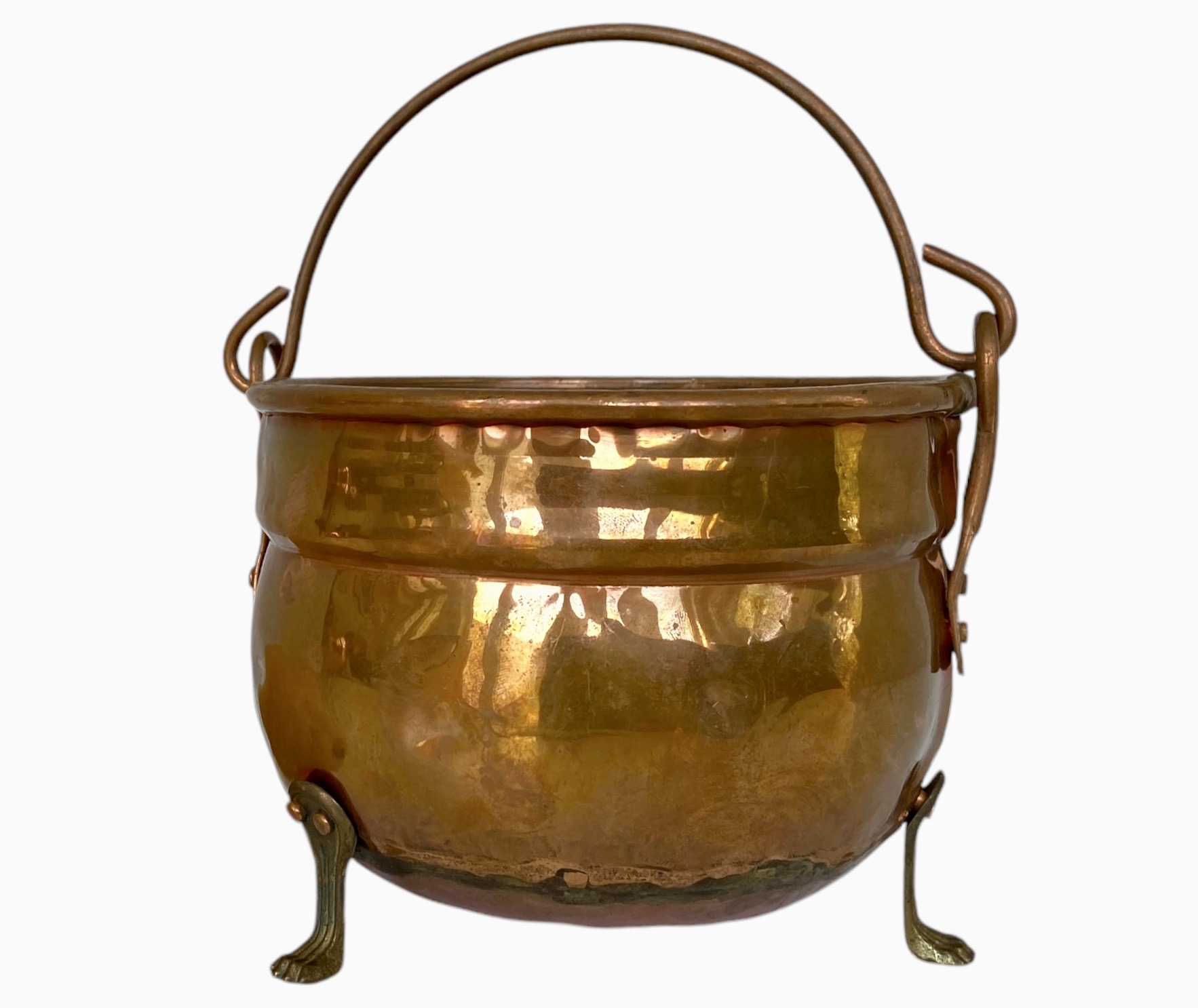 Vintage Irish Solid Brass & Copper Cauldron On Paw Feet #40802109 ...