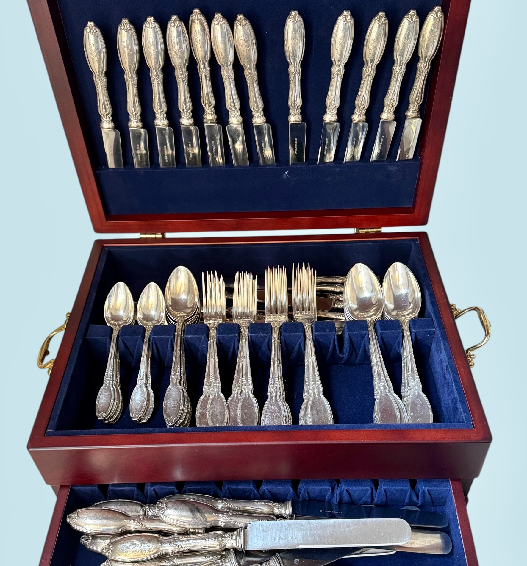 Exquisite French .800 Silver Set ~ Service For 12 ~ 88 Pieces ~65.00 ...