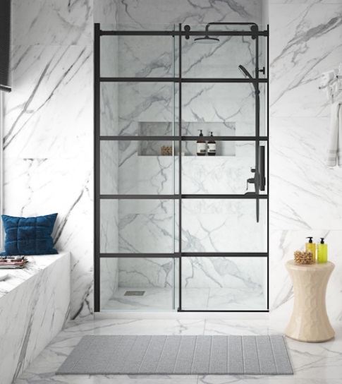 Allen Roth Wilmer Matte Black 58-1/2-in To 60-in X 76-in Frameless