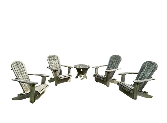 Set Of 4 Adirondack Chairs With Side Table, $2700+ Retail
