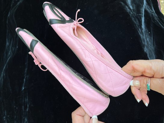 Chanel Pink Ballet Slipper Style Flats Size 37 #1530748