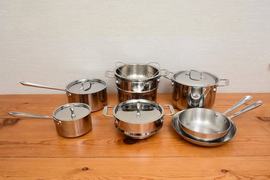 All-Clad Cookware Set With Pots, Pans, Lids And Steamer Insert