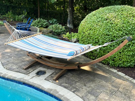 A Fab Striped Hammock On Teak Stand - Perfect For The Season!
