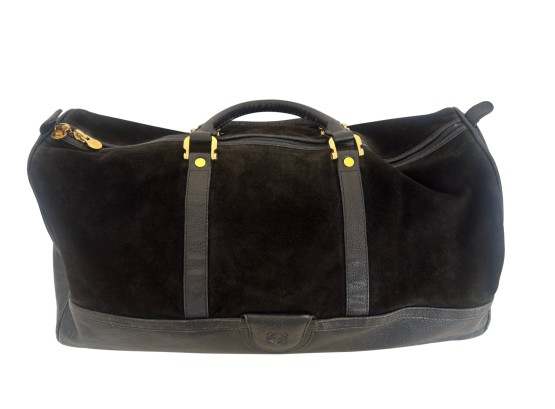 Vintage Loewe Indigo Blue Suede & Leather Travel Bag