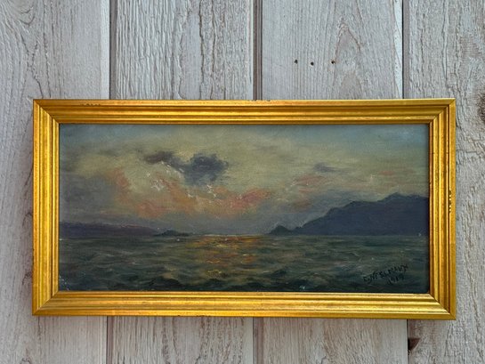 Antique 1919 Enno Nesemann Signed Seascape Oil Painting