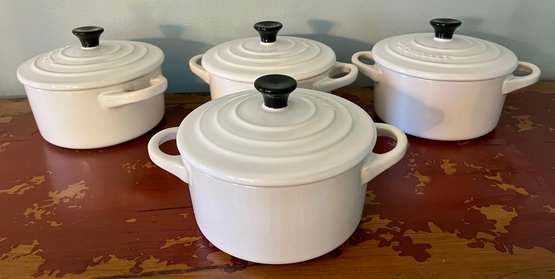 A Set Of Four Le Creuset Bakers With Lids - Like New - Perfect For Pot Pies Or Onion Soup
