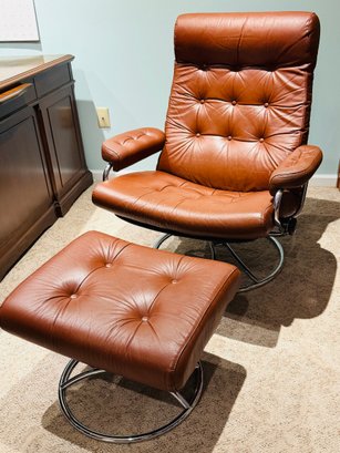 Vintage Ekornes Stressless Reclining Lounge Chair & Ottoman