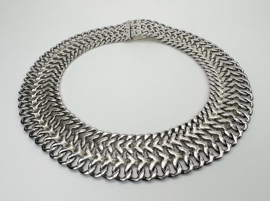 Sterling Silver, Rodolfo Espinoza, Taxco, Mexico Modernist-Style Necklace