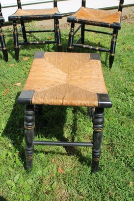 Set Of Six Vintage 1950's Hitchcock Dining Chairs Bench #1943046