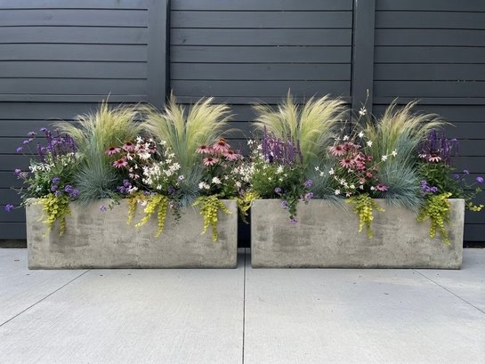 Pair Of Campania Cast Stone Metro Box Planters - Retail For $980 EACH