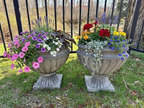Pair Of Faux Cement Planters