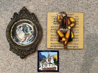 Framed German Plate, Fidler On The Roof Art & Tile From Spain
