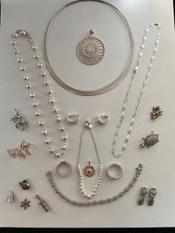 Super Lot Of 73 Dwt Sterling Silver With Fun Pieces, And Liquid Silver