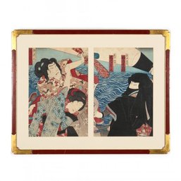 Two Japanese Edo Period Woodlbock Prints