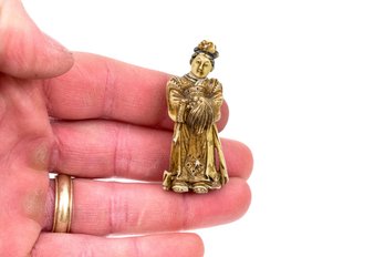 Diminutive Carved Japanese Bone Figure Of A Maiden