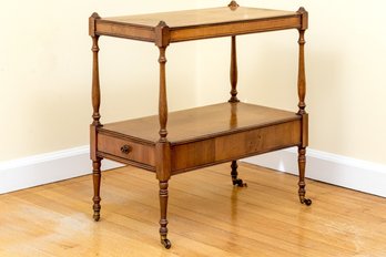 Antique Banded Two Tier End Table With Dawer