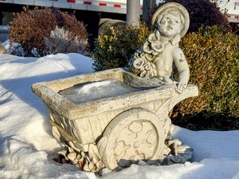 Flower Cart Girl Cast Stone Planter