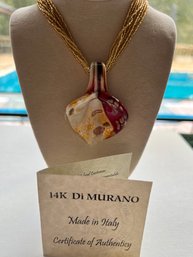 Murano, Lily Drop With Sterling Clasp, With YG Beads, 18',  To Match, What A Beauty!