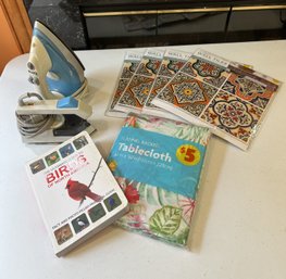 Rival Iron, Norelco Travel Iron, Adhesive Wall Tiles, Table Cloth, Ice & Sun Car Shield, 2 Books & More