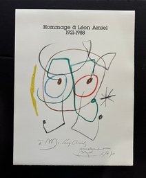 Joan Miro Hommage A Leon Amiel, 1988 Exhibition Poster