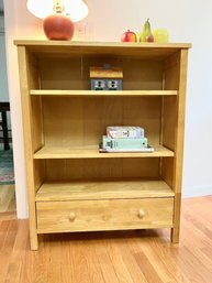 Pair Of Solid Wood Book Shelves With One Drawer
