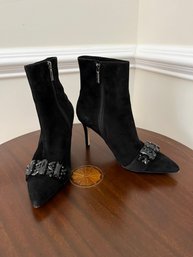 Karl Lagefeld Paris Suede Crystal Embelished Sock Boots Size 38.5B