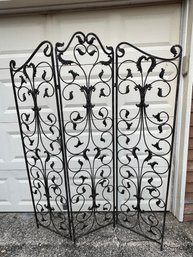 Tri-fold Cast Screen, With Foliage And Scrolls