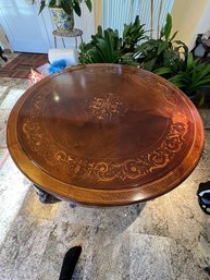 19th Century, Victorian Rosewood Game/center Table W/extensive Marquetry & Inlay