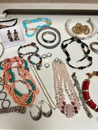 Costume Jewelry Lot With Some Sterling Silver