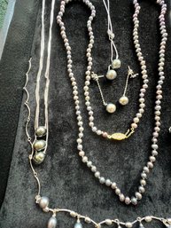 Sterling Silver With Black Tahitian Pearls, Great Weight!