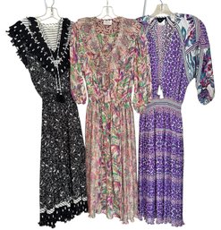 Trio Of Vintage 1980s Kanga Collection Of London And Dianne Freis Maxi Dresses