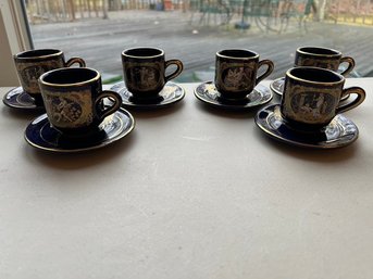 Vintage Greek Demitasse Set, Lovely Condition