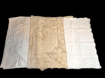 Trio Of Vintage White Table Cloths