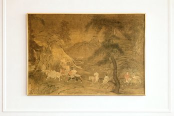 Large Framed The Tribute Horse Print After Chinese Song Dynasty Work - Westport