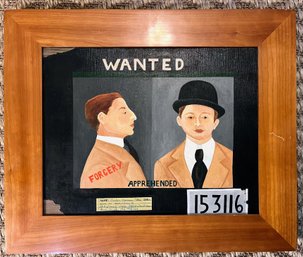 Original Work By Larry Zingale, Acrylic Painting Of New York Mobster Abraham Friedman Wanted Poster.