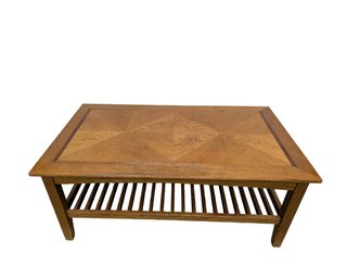 Oak Coffee Table With Parquetry Design By Stanley Furniture